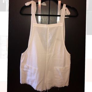 Zara white linen overall/swim coverup